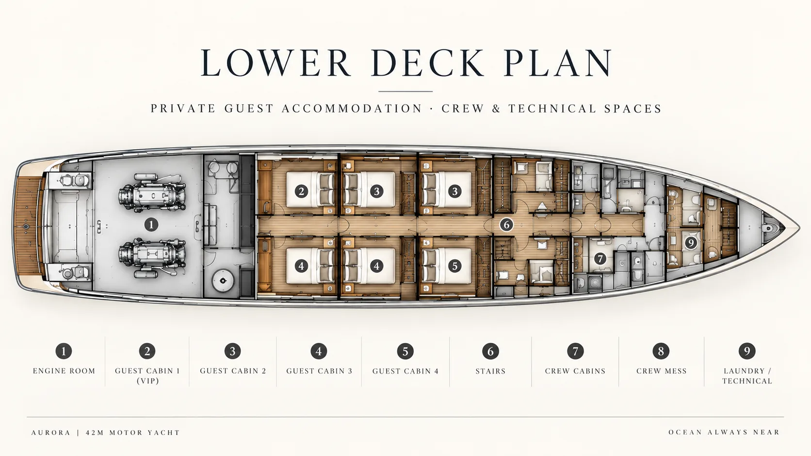 Lower deck plan of Aurora