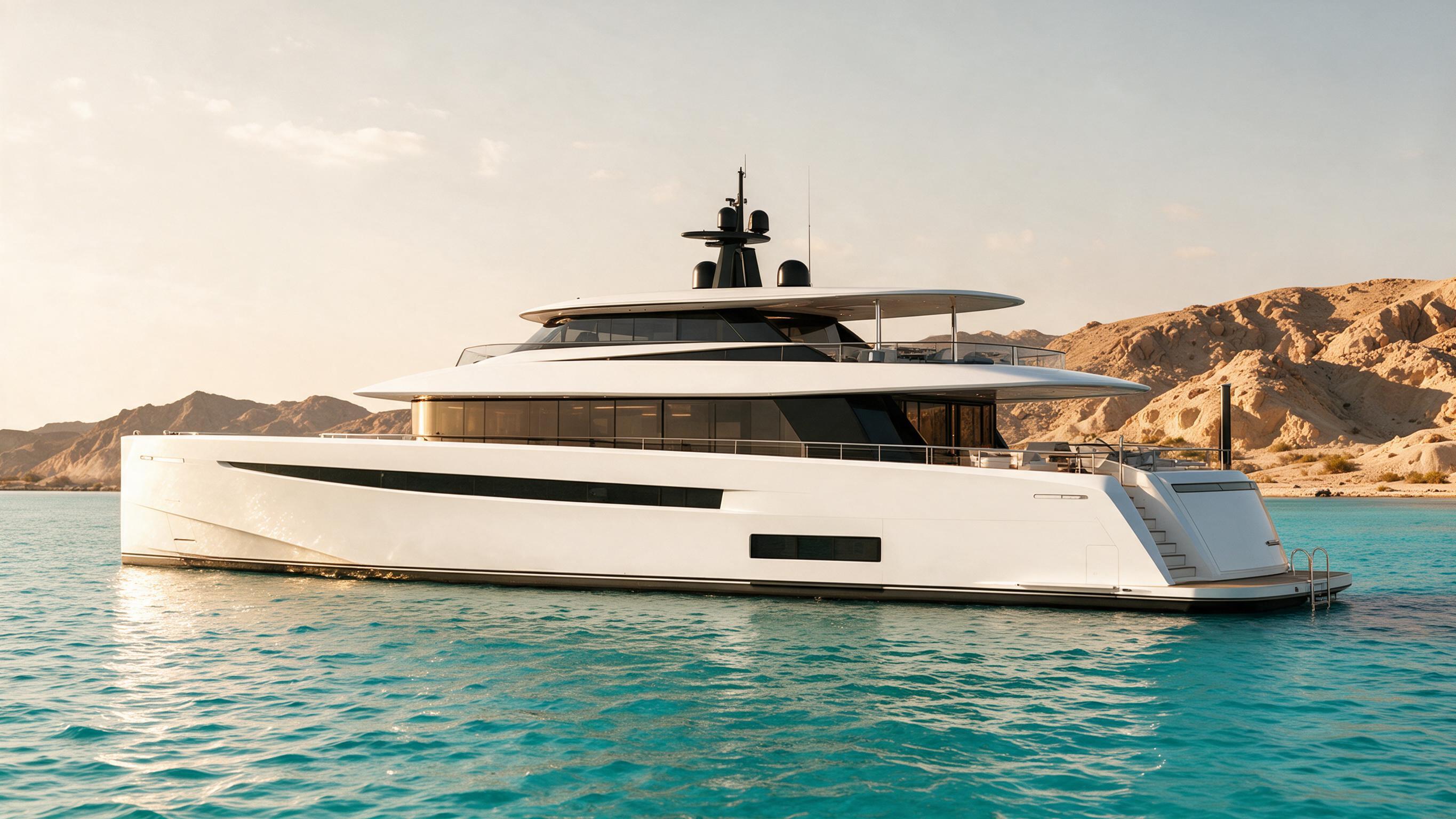 Side elevation of Aurora white hull