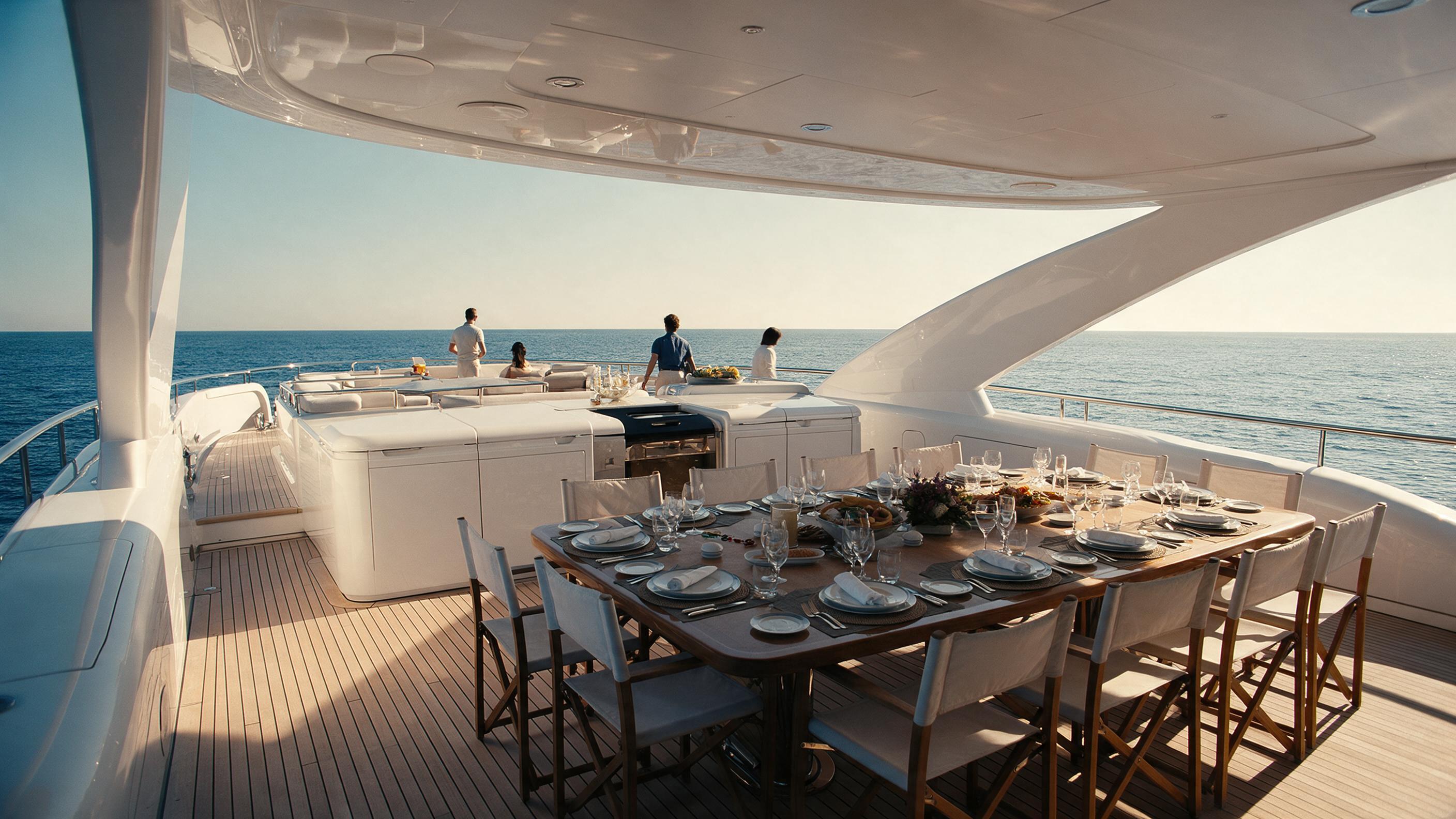 Outdoor dining on Aurora with ocean views