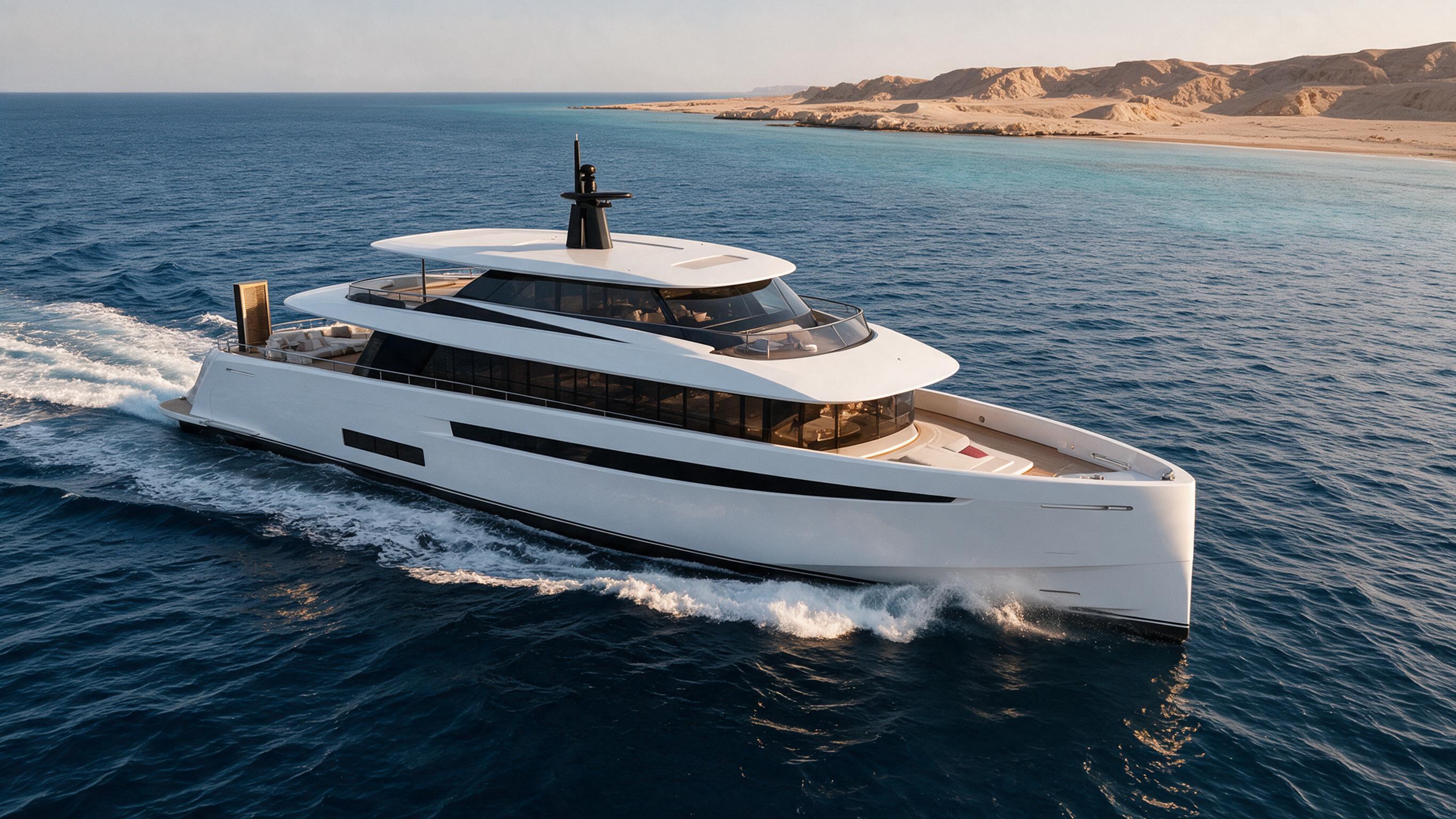 Aurora 42m from drawings approaching Red Sea coast